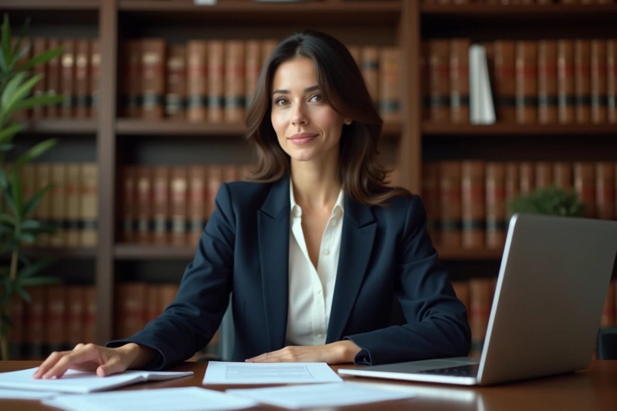 Avocate en costume dans un cabinet juridique parisien, symbole des professions libérales les mieux rémunérées en France